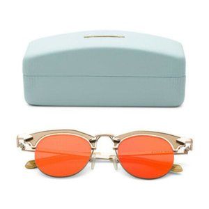 Karen Walker Sunglasses Buccaneer Tan Clubmaster Gold Red Iridium 47mm